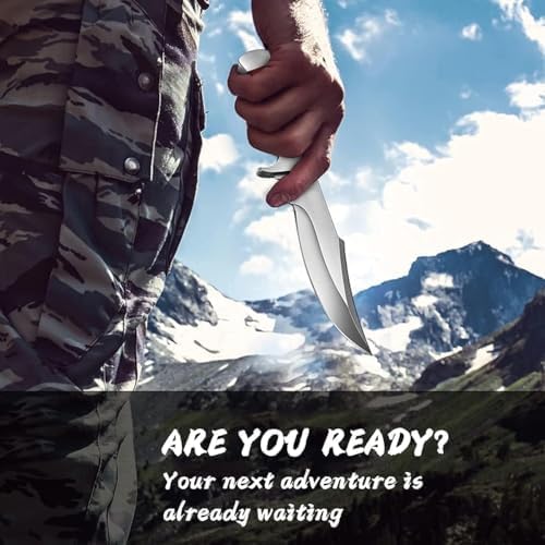 UMF Fixed Blade Knives with Sheath large Hunting Knife Full Tang Bushcraft Knives Skinning Knife Deer Hunting Knives, Big Camping Outdoor (b-red)