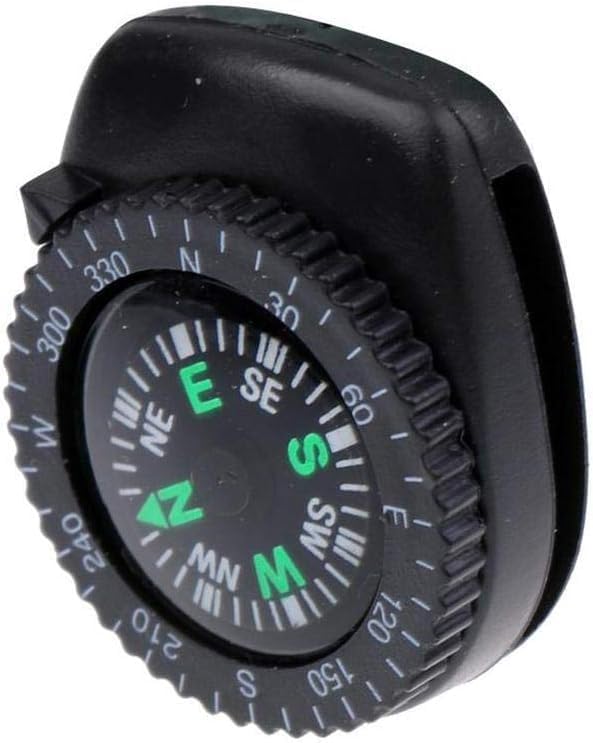 Mini Black Button Navigation Device - Compact Survival Compass for Hiking, Camping, Boating - Liquid-Filled Pocket Compass for Trekking, Wristband Navigation Tool, Essential Outdoor Gadget