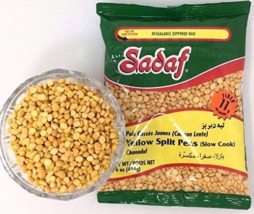 Sadaf Yellow Split Peas - Slow Cook - Yellow Split Peas for Cooking and Food Flavoring - Dried Yellow Split Peas - Kosher - 16 oz Resealable Bag
