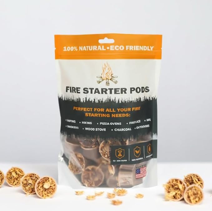 Quick to Light Fire Starter Pods for Fireplaces, Camping,Grill | 15+ Minutes Burntime, Fire Starters Made in USA (Pack of 50)