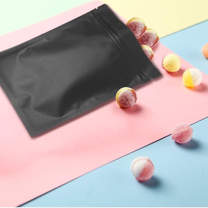 200 Pack Mylar Bags 4 x 6 Inch Resealable Smell Proof Bags Foil Pouch Bag Flat Bag Matte Black