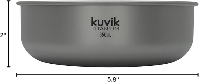 Kuvik Titanium Bowl 650ml (22 oz) - Ultralight and Compact Bowl for Backpacking, Camping, and Survival
