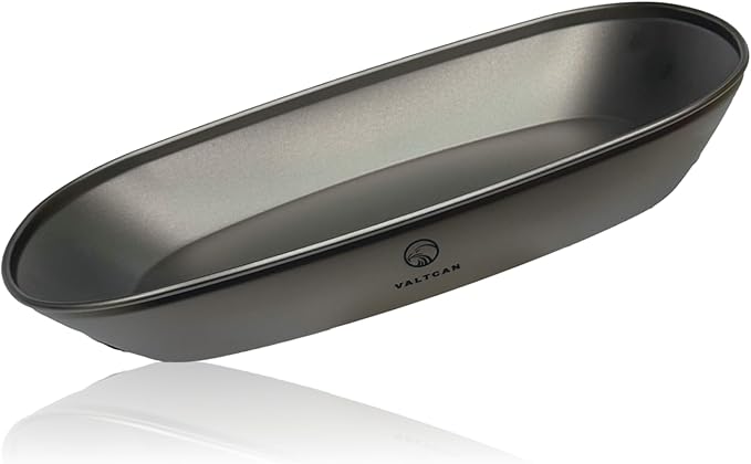 Valtcan Titanium Lunch Tray Grill Food Plate for Camping with Side Handles Reheatable Over Fire and Stove for Outdoor and Home Use Ultralight Weighs 118g