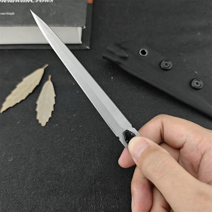 9.5in Tactical Fixed Blade Knife with Kydex Sheath,8Cr13Mov Steel Blade Aluminum Handle,Outdoor Survival Camping Fishing Hunting Knife Cutting Tool, Best Gifts for Men (Silver)
