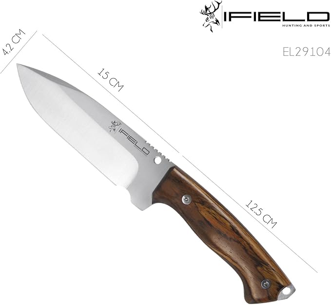 iFIELD Survival Knife Workout MOVA Satin Blade, Includes Sheath, Survival Knife, Camping Tool for Fishing, Hunting, Sport Activity