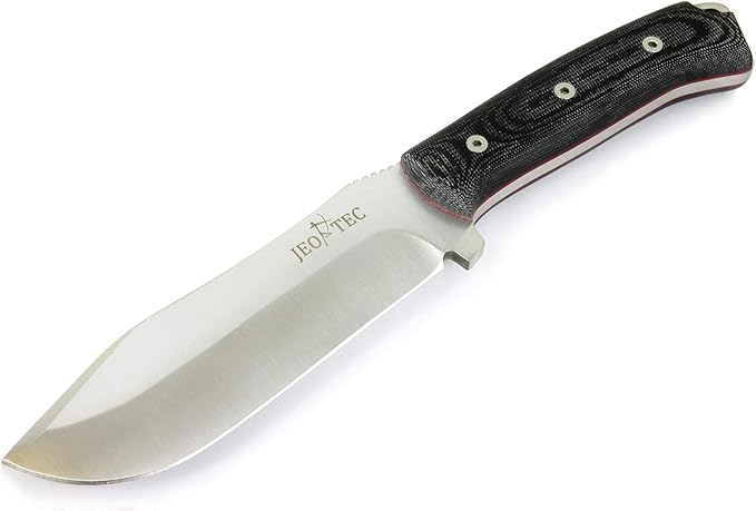 JEO-TEC Nº45 Fixed Blade Bushcraft Knife for Survival Camping Hunting Fishing, Full Tang Knife 11" Overall, Sheath + Firesteel + Sharpener Stone, Handmade