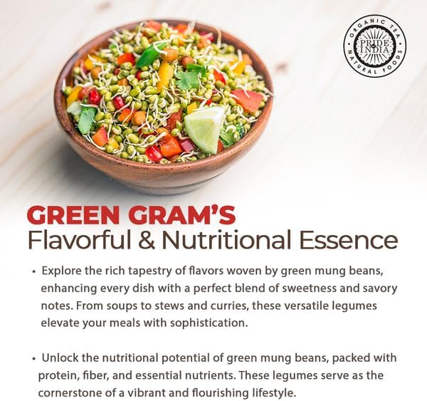 Pride Of India - PACK of 6 - Indian Whole Green Mung Gram - Protein & Fiber Rich Moong Whole, 1.5 Pound Jar