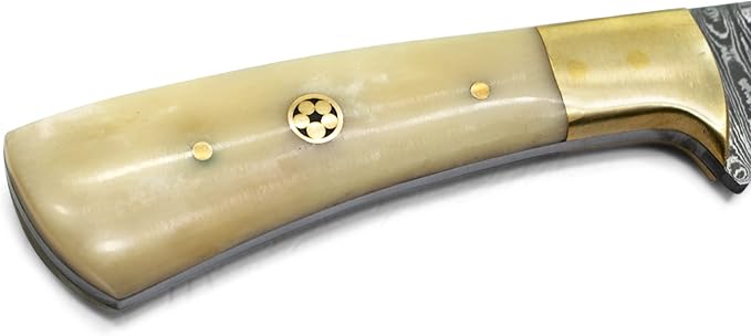 Titan International Knives 8" Perfect Hunting & Skinning Damascus Steel Fixed Blade Knife | Handmade 1095 4340 Carbon Mix Hand Pounded | Camel Bone Grip ideal for Outdoor Camping includes Sheath