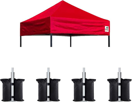 Eurmax USA Pop Up Canopy Replacement Canopy Tent Top Cover, Instant Canopy Top Cover ONLY,Bonus 4PC Pack Weight Bag (5x5, Red)