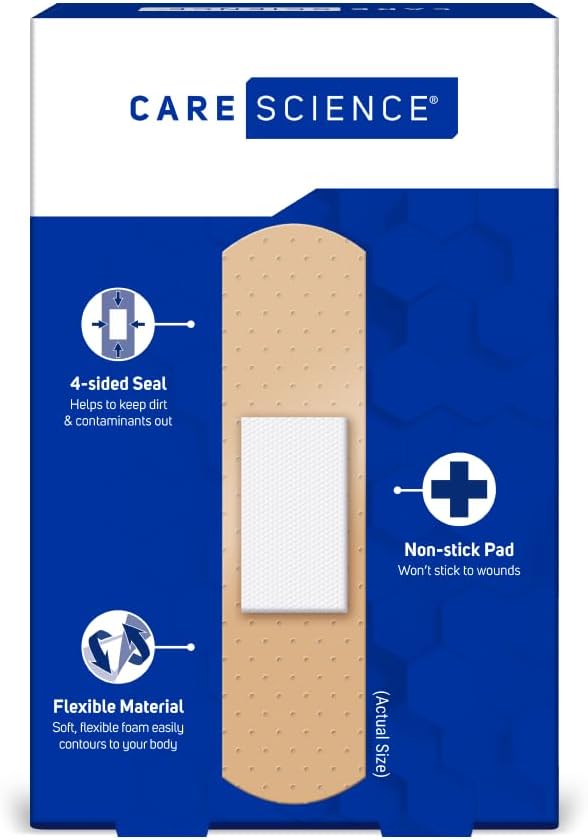 Care Science Foam Adhesive Bandage, 48ct Assorted Sizes (Pack of 36) | Foam Adhesive Bandages for Wounds, with Long Lasting 8 Hour Protection Wound Covering, Non-Stick Self Adhesive Dressing