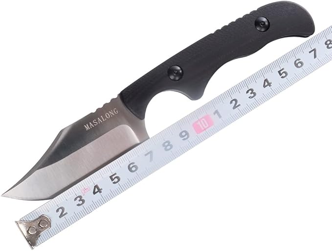 MASALONG kni232 EDC 9Cr14MOV Hard Stainless Steel knife Camping Fixed-Blade Knives (Butcher Knife B)