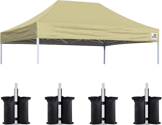 Eurmax USA Pop Up Canopy Replacement Canopy Tent Top Cover, Instant Canopy Top Cover ONLY,Bonus 4PC Pack Weight Bag(8x12, Beige)