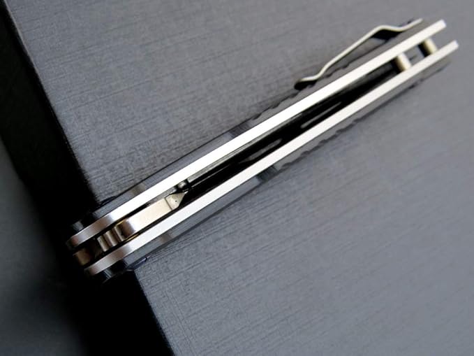 Eafengrow EF942 EDC Folding Knife, D2 Steel Blade Titanium Plating & G10 Handle,Pocket Clip with Frame Lock EDC Pocket Knife for Camping Hiking Survival Outdoor(Black)