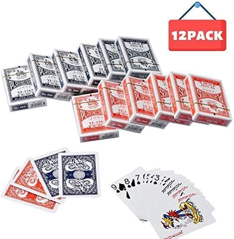 12 Pack Playing Cards, Poker Cards, Standard Index, Premium Playing Cards, Decks of Cards Bulk, Red and Blue, for Blackjack, Solitaire, Bridge, Canasta Card Game(Motorcycles and Beauties)