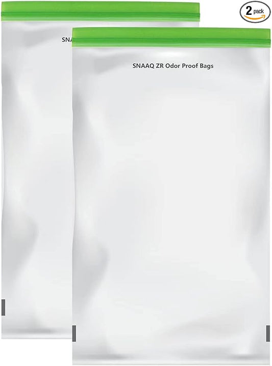 Odor Proof Storage Bags-12x20 Inch, Reusable Double-Tracked Zip Closure Barrier Storage Bags Lock in Odors Keep Contents Fresh and Waterproof, Large No-Odor Bear Bag fit Camping, Hiking, Water Sports and Home Organization(2 Pack)