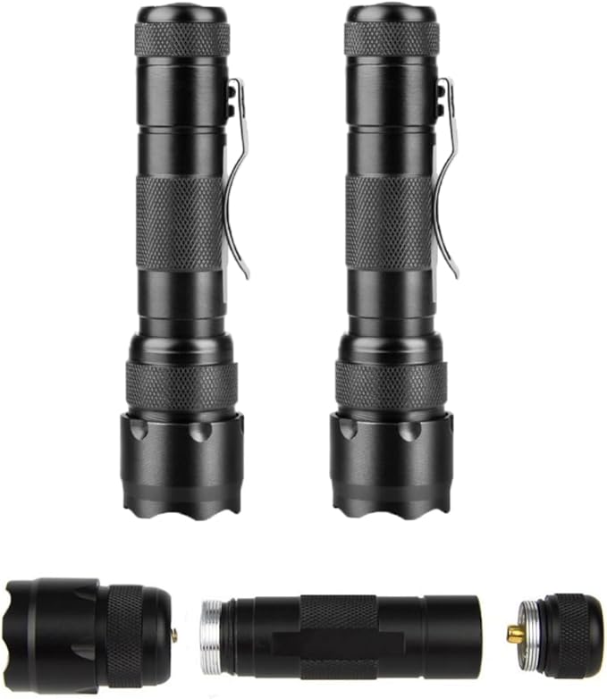 WINDFRIE 2 Pack LED Tactical Flashlights, Single Mode Handheld Flashlights, Bright EDC Emergency Small Flash Light, Water Resistance Portable LED Torches (Battery Not Include)
