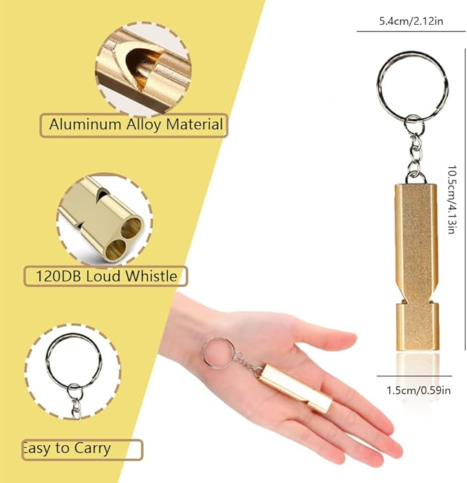 2PCS 2" Loud Bear Bell with Whistle Set for Hikers Solid Brass Emergency 3 in 1 Bear Bells for Hiking Outdoor Camping Bear Protection Products for Survival Biking Fishing Climbing Self Defense Gear