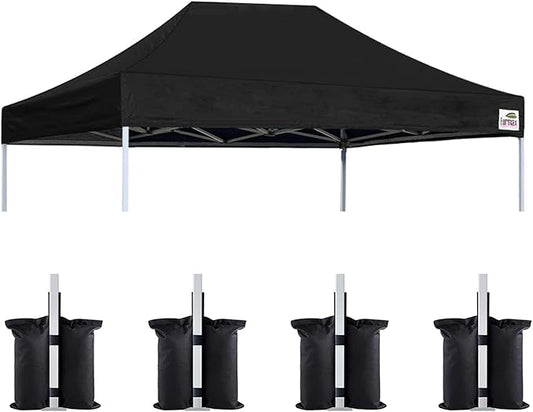 Eurmax USA Pop Up Canopy Replacement Canopy Tent Top Cover, Instant Canopy Top Cover ONLY,Bonus 4PC Pack Weight Bag (8x12, Black)