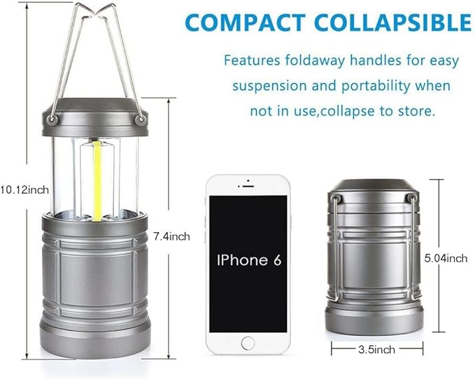 2 Pack LED Camping Lantern ,Battery Powered Hanging Lanterns - Survival Kit for Hurricane, Emergency, Storm, Power Outage