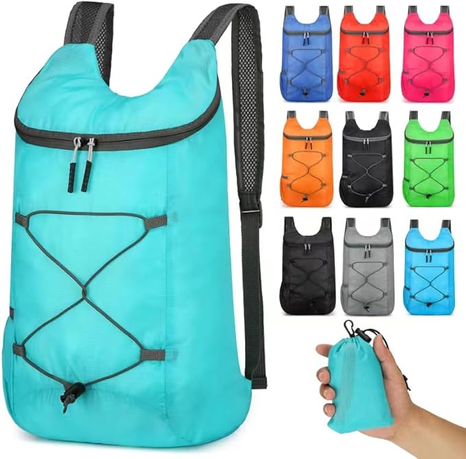 16L Lightweight Foldable Hiking-Backpack Small Packable-Daypack For Travel,Ultralight Water-Resistant Gym Bag Men Women Easy Carry-on (Lake Blue)