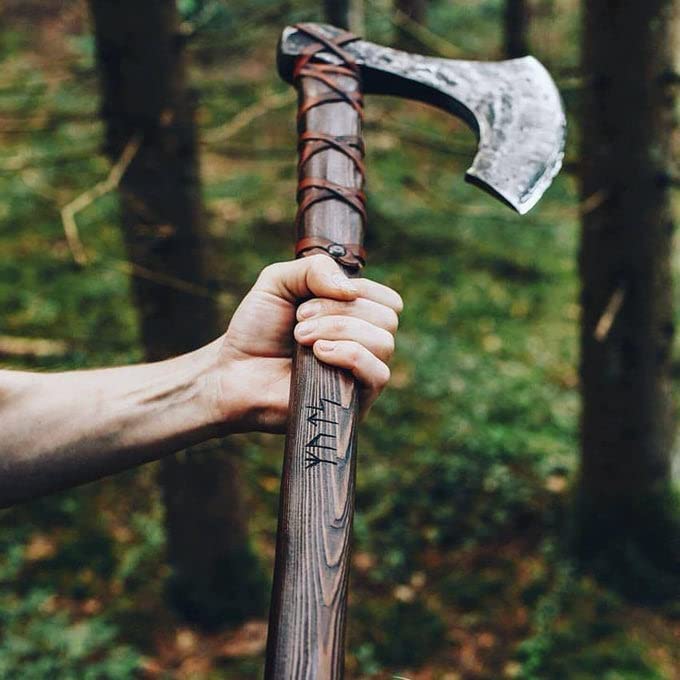 -Two Handed Berserker Axes Handmade Viking Axe Hatchet Norse Axe- 40" Long Two-Handed Berserker Axe Forged Axe - Bearded Axe - with Sheath(Large NorseAxe)
