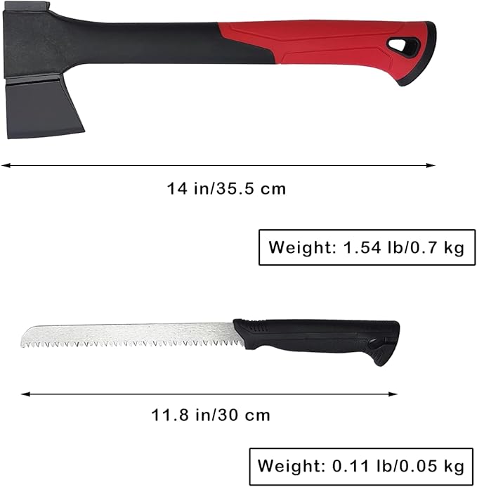 14" Axe with Saw Knife and Protective Box for Outdoor Use, Camping, Hiking, Garden