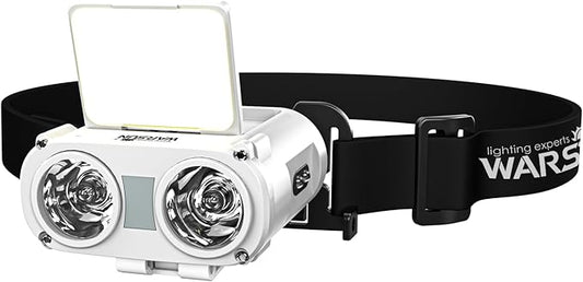 WARSUN Rechargeable Fishing Headlamp ??800 Lumens LED Headlight with 90° Adjustable COB Panel, Motion Sensor, 5 Modes, Ideal for Night Fishing, Camping, Hiking, Emergency
