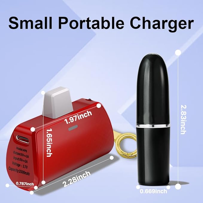 Wavypo Keychain Portable Charger 2500mAh, Cell Phone Portable Power bank Pack Mini Power Emergency Pod Fast Charging Compatible for iPhone 14/14 Pro Max/13/13 Pro Max/12/12 Pro Max/11/XR/X/8/7/6 (Red)