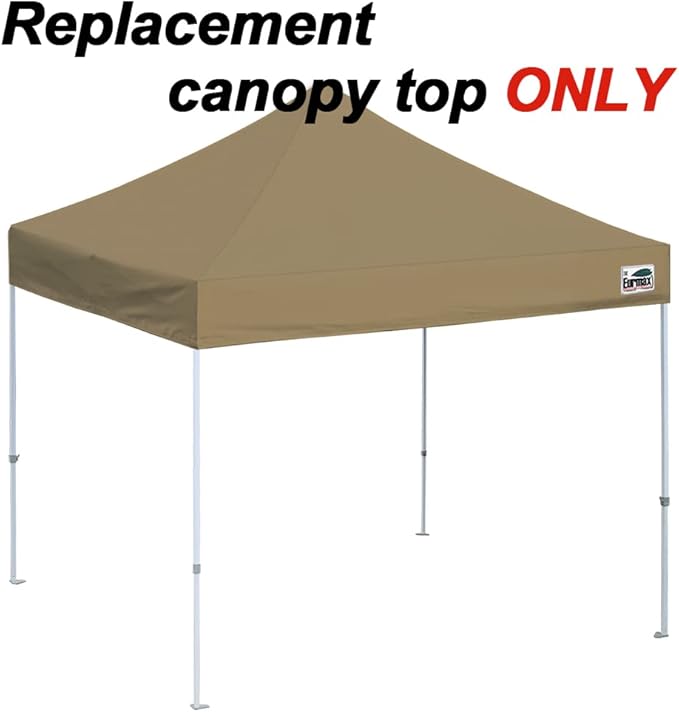 Eurmax USA New 10x10 Pop Up Canopy Replacement Canopy Tent Top Cover, Instant Canopy Top Cover ONLY, Choose 30 Colors,Bonus 4PC Pack Weight Bag (Khaki)