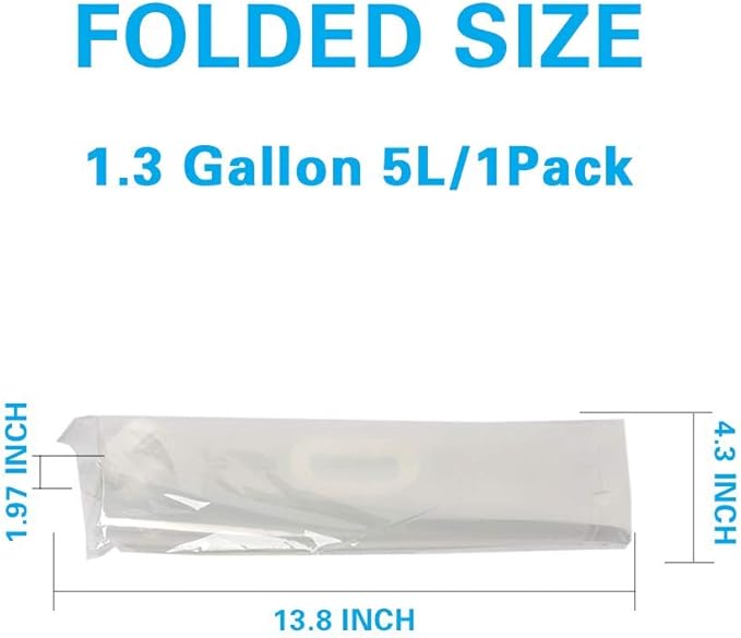 Soddeph Collapsible Water Container Bag, BPA Free Food Grade Clear Plastic Storage Jug for Sport Camping Riding Mountaineer,Freezable, Food Grade (1-pack-1.3 Gal)