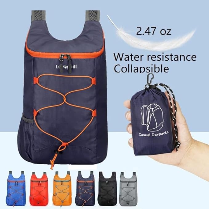 16L Lightweight Foldable Hiking-Backpack Small Packable-Daypack For Travel,Ultralight Water-Resistant Gym Bag Men Women Easy Carry-on (Dark Blue)