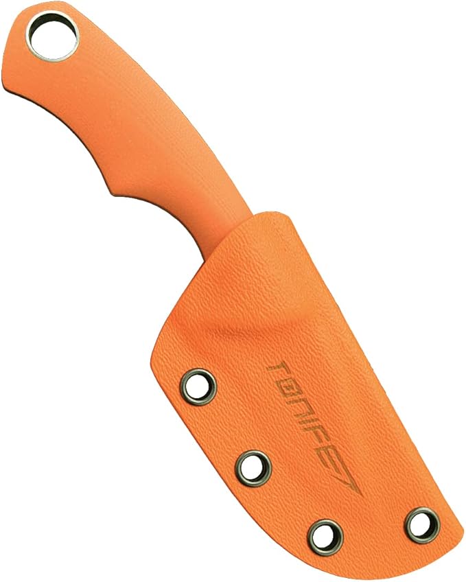 TONIFE Neck Knife Mini Outdoor Survival Fixed Blade Knife, EDC High Hardness Sharp Blade 1.7'' Portable Neck with Kydex Sheath and Ball Chain (orange)