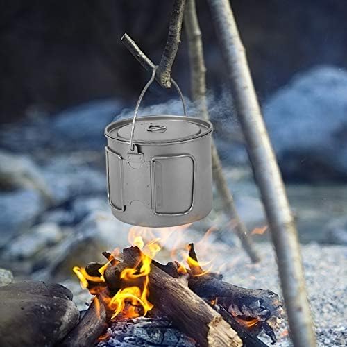 Lixada 1100ml/2800ml Titanium Pot Ultralight Portable Hanging Pot with Lid and Foldable Handle Outdoor Camping Hiking Backpacking