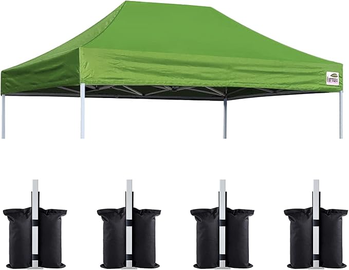 Eurmax USA Pop Up Canopy Replacement Canopy Tent Top Cover, Instant Canopy Top Cover ONLY,Bonus 4PC Pack Weight Bag (8x12, Field Green)
