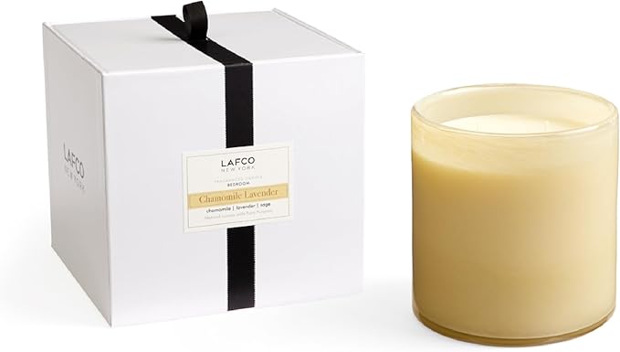 LAFCO New York Luxe 4-Wick Candle, Chamomile Lavender - 86 oz - 200-Hour Burn Time - Reusable, Hand Blown Glass Vessel - Made in The USA