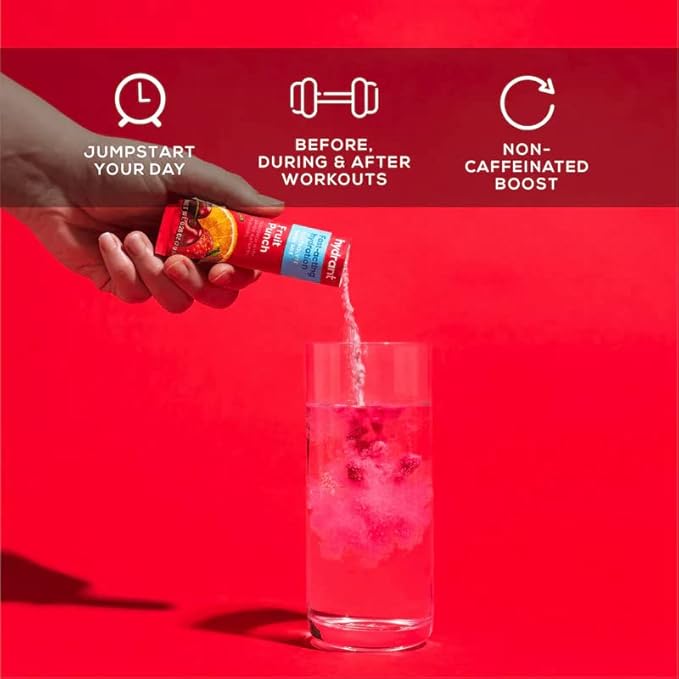 HYDRANT - Hydrate Electrolyte Powder, Fruit Punch Flavor, 30 Rapid Hydration Individual Stick Packs - Low Sugar Drink Mix for Daily Use, Travel & Workouts