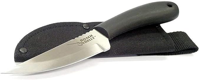 Cold Steel Roach Belly 4.5" German 4116 Stainless Steel Fixed Blade Trailing Point Outdoor Hunting Utility Knife, 4" High Impact Polypropylene Handle, Durable Sheath Included