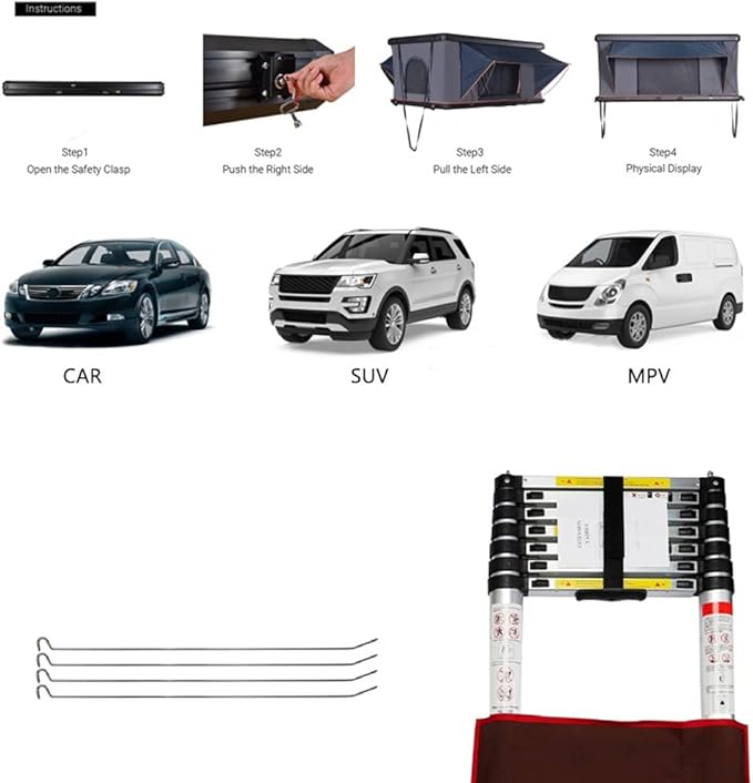 Premium Hard Shell Rooftop Tent for Camping SUVs - Waterproof, Spacious Truck Tent