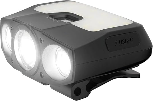 Claymore Capon 200H (Black) - LED Rechargeable Clip-On Cap Headlamp, Lightweight Hat Light for Camping, Running, Hiking, Emergency & Industrial Use, Waterproof, USB-C, 55 Hours of Battery Life.