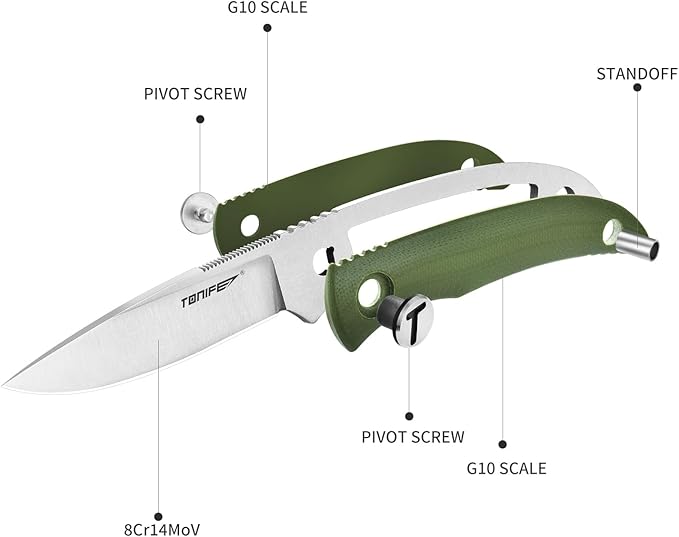 TONIFE Nova 2.68'' Blade Mini Neck Knife Full Tang Fixed Blade Knife with Kydex Sheath and Adjustable Paracord Lanyard for Camping Outdoor Survival Tool (Green+Satin)