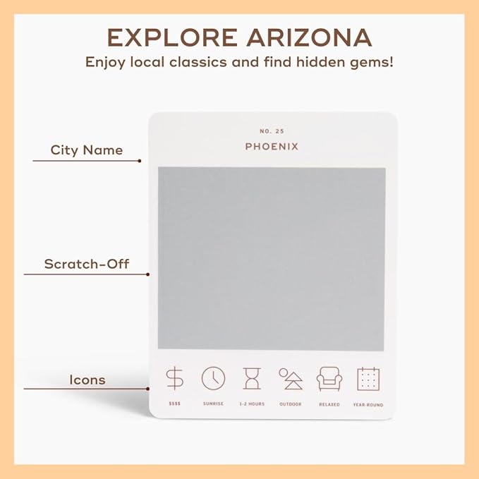 Reach International Outfitters Arizona Adventure Bucket List: 50 Scratch-Off Cards for Outdoor Activities, Tourist Attractions, and Road Trips - Perfect Travel Gift and Guide for Exploring