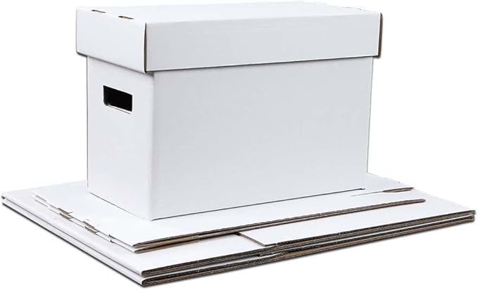 3 Pack Box Storage for Storing Small Items/Books/Kitchen/Supplies/Card, Corrugated Board Holds 150-175 Comics Collapsible/Stackable