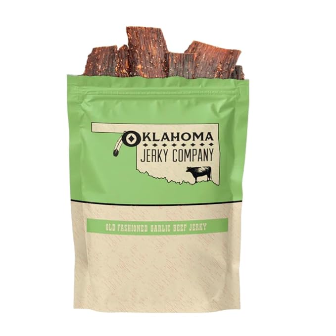 Old Fashioned Garlic Beef Jerky - No Frills Tough and Old Style Dry Beef Jerky - All Natural, Gluten Free, No Added Preservatives and No Added MSG, Healthy Protein Snacks, 2 oz (Pack of 1)
