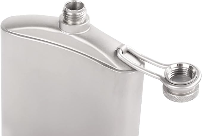SILVERANT Titanium Hip Flask 248ml/8.73 fl oz, Ultralight Portable Leakproof Pocket Flask Flagon With Screw Cap Clip, Drawstring Cloth Case & Pouring Funnel