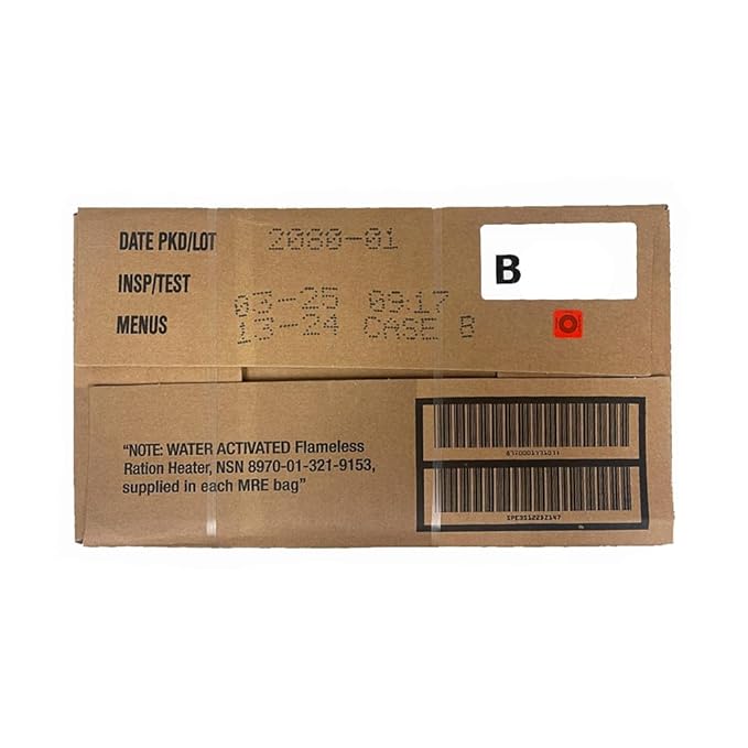 A and B bundle cases 2025, 2026 inspection. Meals Ready to Eat Genuine Military US surplus emergency food bulk supply full box with heater