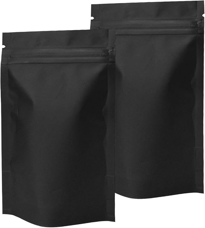STUs 100 Pack Smell Proof Bags 3.1 x 5.1 Inch Resealable Stand-Up Mylar Bags Foil Pouch Double-Sided Pouch Matte Black