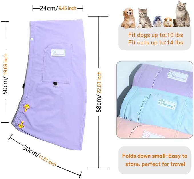 Dog Sling Carrier – Ice Silk Dog Slings for Small Dogs up to 10 lbs, Breathable Dog Carrier Sling with Adjustable Safety Strap & Buckle, Portable Cat Sling Carrier (Purple)