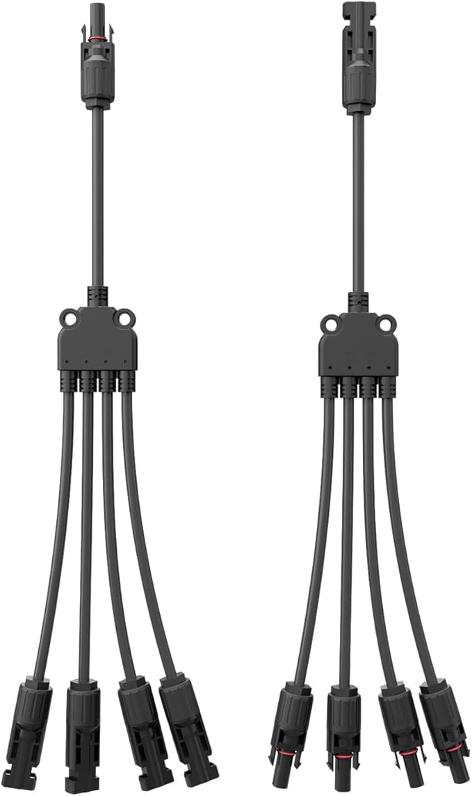 Solar Panel Connectors Y Branch 1 to 4,30A 1000V Solar Parallel Connector for Solar Panels,12AWG-10AWG Waterproof Solar Panel Splitter for Solar Cable
