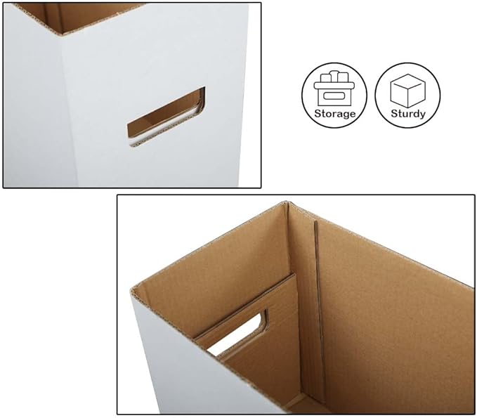 3 Pack Box Storage for Storing Small Items/Books/Kitchen/Supplies/Card, Corrugated Board Holds 150-175 Comics Collapsible/Stackable