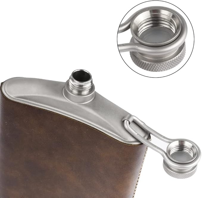 SILVERANT Titanium Ultralight 7.74oz/220ml Hip Flask Canteen, Lightweight Compact Outdoor Flask, Limited Edition With Leather Case & Funnel